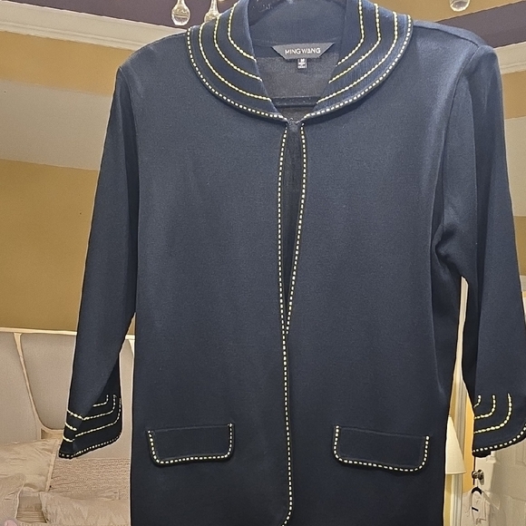 Ming Wang Jackets & Blazers - Ming Wang Green and Black Blazer Elegant Style